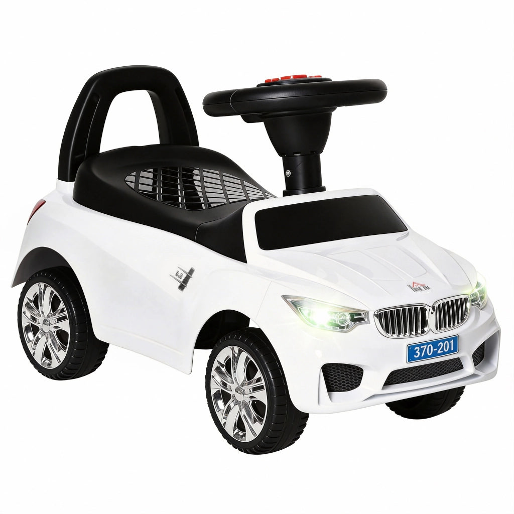 Macchinina Cavalcabile per Bambini con Volante e Luci ¨C zephmum ¨C Bianco