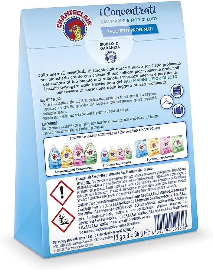 CHANTECLAIR I CONCENTRATI SACCHETTI PROFUMATI 3PZ FIORI SALI MARINI E FIOR DI LOTO