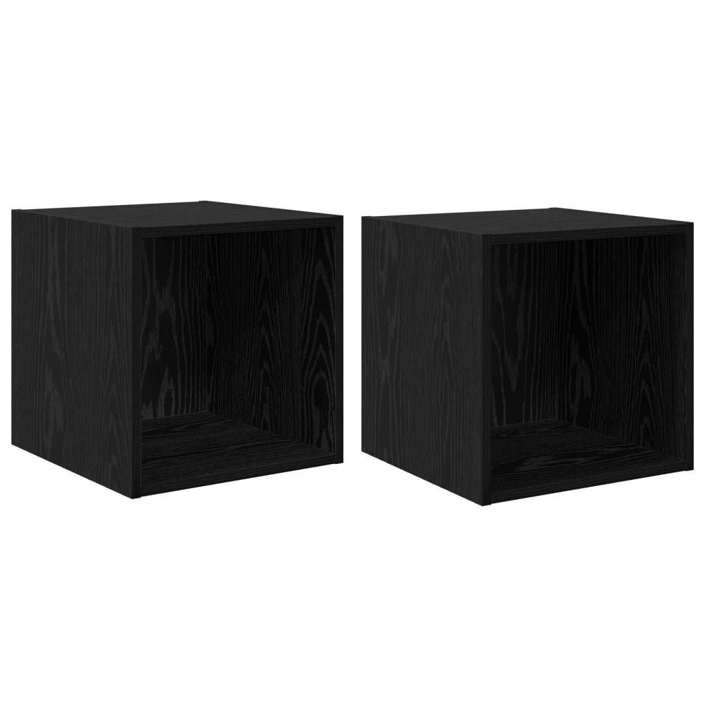 Armadi a parete 2 pz Nero Rovere 37x37x37 cm in legno ingegnerizzato