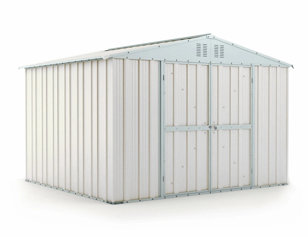 Casetta Box da Giardino in Lamiera di Acciaio Porta Utensili 327x269x217 cm Enaudi Bianco