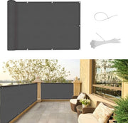 Sistema di Protezione Balcone per Privacy e Sicurezza - Con Cavi e Cavi - Grigio Scuro 75 x 500 cm