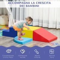Set Costruzioni Morbide da 4 Pezzi, Gioco Educativo per Bambini Età 1-3 Anni per Casa e Scuola, Multicolore