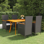 Set Mobili da Pranzo per Giardino 5 pz Nero cod mxl 46020