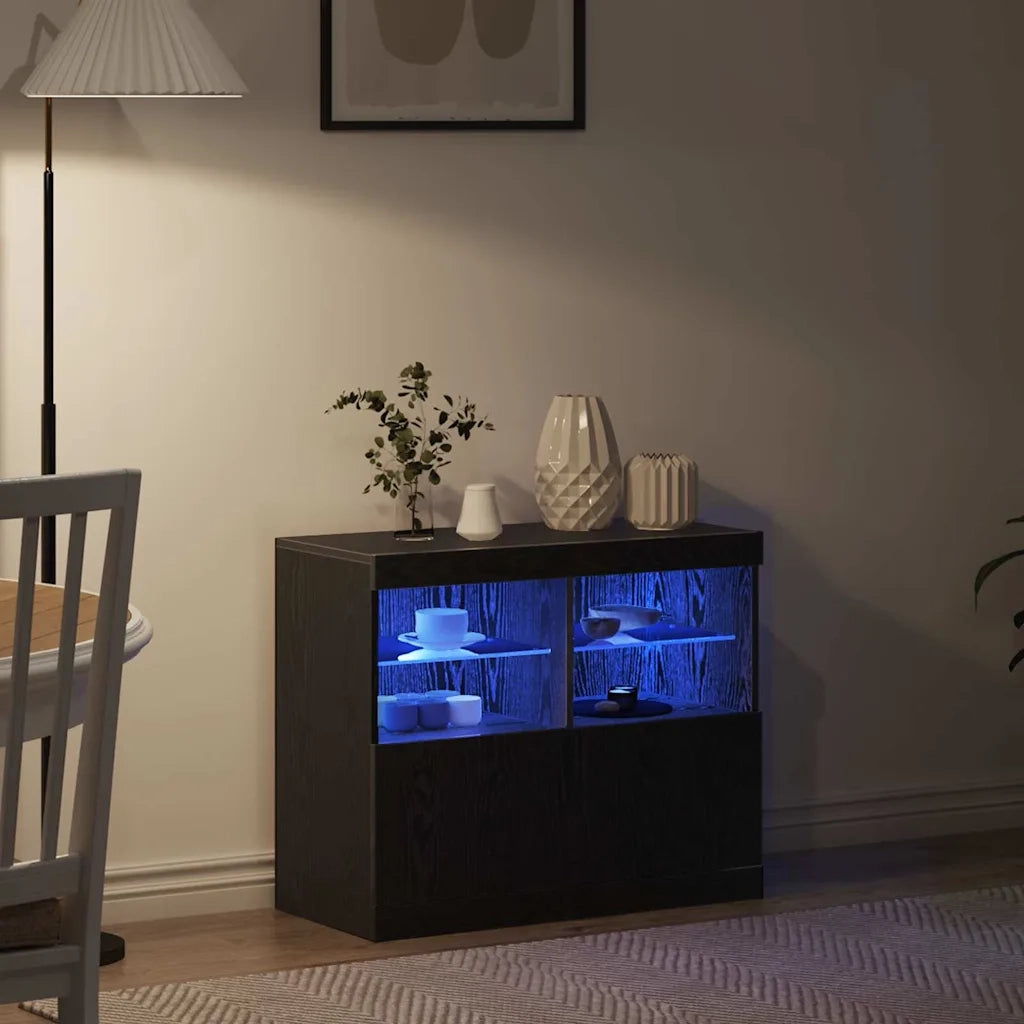 Madia LED Nero 81 x 37 x 66,5 cm Legno multistrato 863032