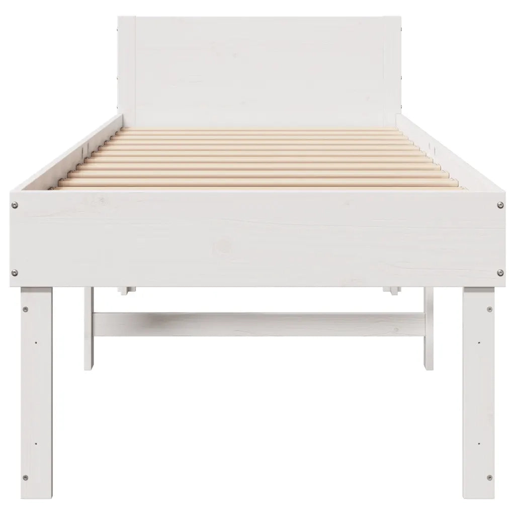 Letto senza Materasso Bianco 75x190 in Legno Massello di Pino 855745