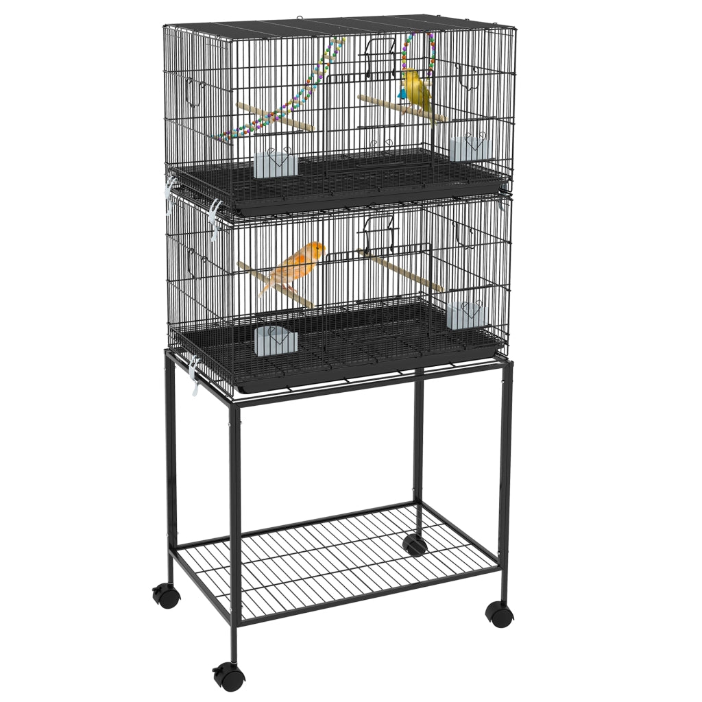 Tavolino da salotto con gabbia per uccelli ¨C zephmum ¨C nero 50x50x100