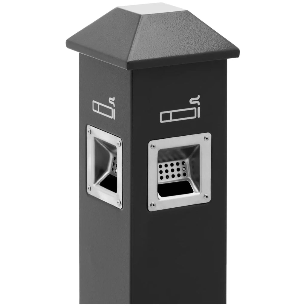 Posacenere da esterno indipendente per bar hotel e ristoranti con serratura 21,5 x 21,5 x 120,5 cm acciaio inox grigio scuro 14_0008559