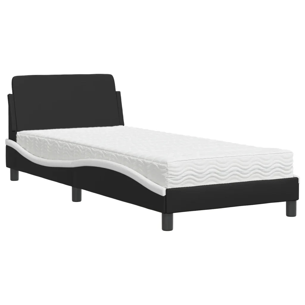 Letto con Materasso Dover Nero e Bianco 90x200 cm in Similpelle 3208342