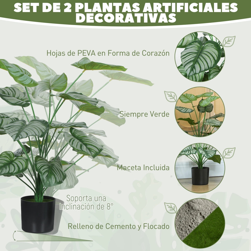 Pianta Artificiale Decorativa 65 cm ¨C Xylo ¨C con Vaso e Foglie Verde per Interno