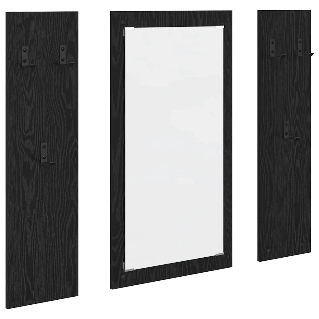 Appendiabiti a muro con specchio Rovere Nero 96 x 1,5 x 90 cm CFW7176409