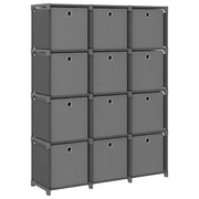 Mensola con 12 Scatole a Cubo Grigia 103x30x141 cm in Tessuto cod mxl 11531