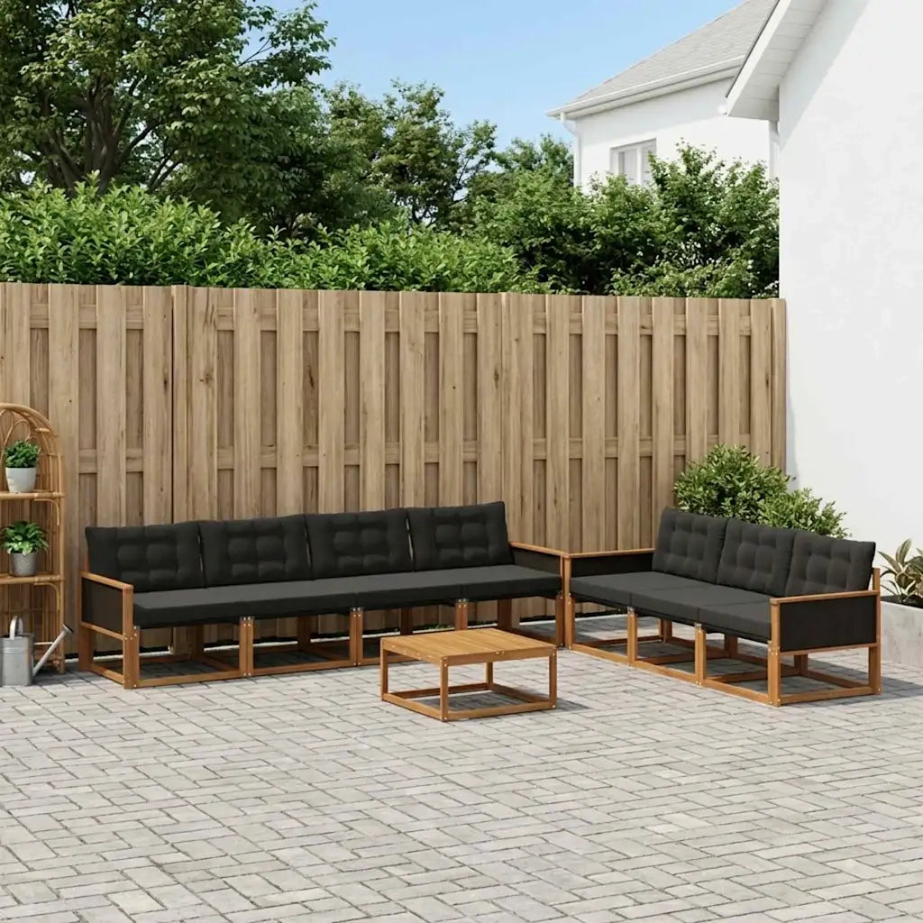 Set di divani da esterno con cuscino 8 pcs Naturale e Nero 3381288
