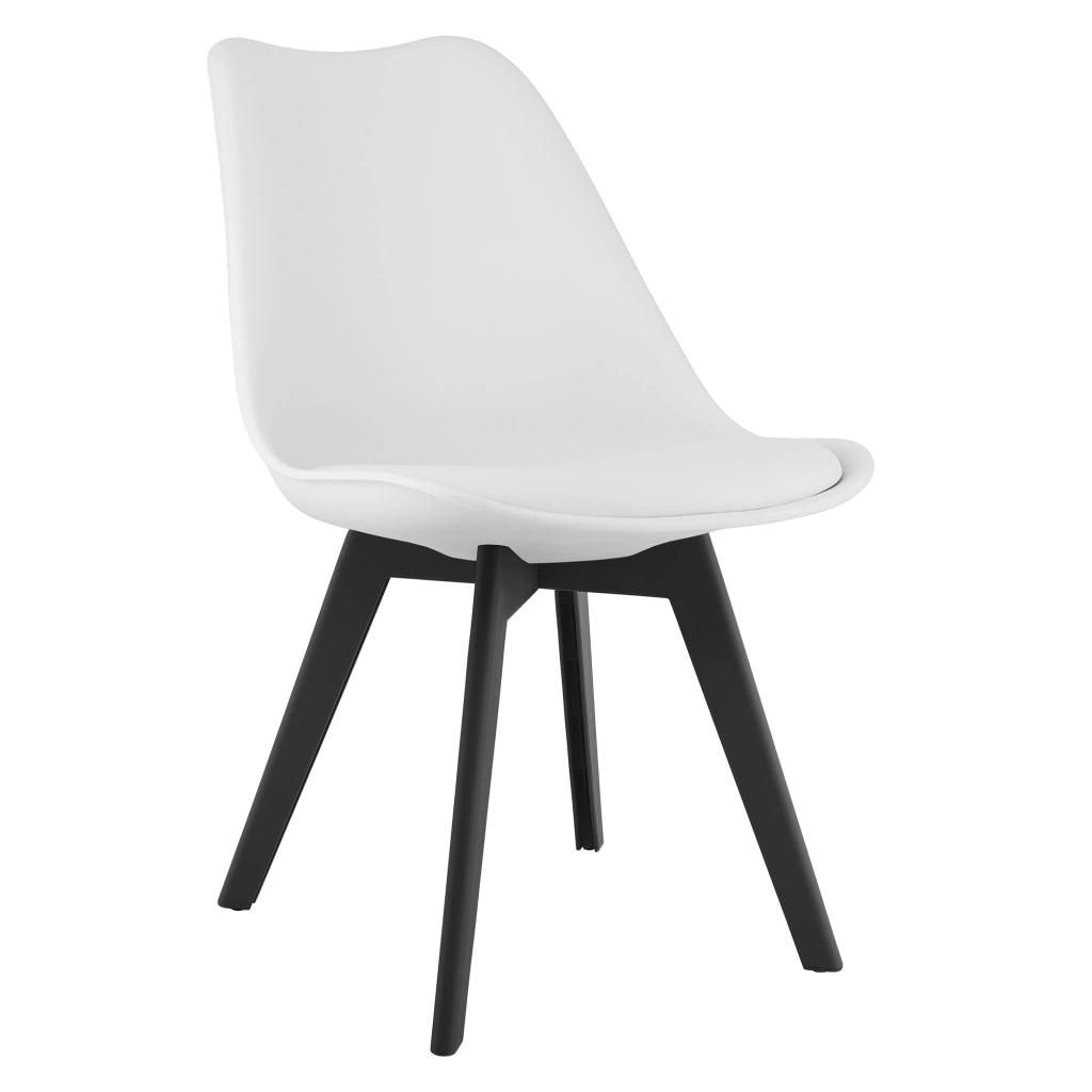 Sedia VALORA RIXK - Bianca con gambe nere, design ergonomico x1