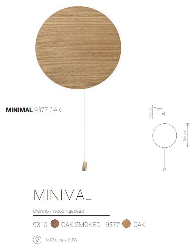 Applique da parete Nowodvorski Minimal rovere/nero G9