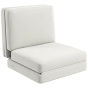 Poltrona Letto in Velluto, 75x268x18 cm, Crema
