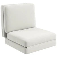 Poltrona Letto in Velluto, 75x268x18 cm, Crema