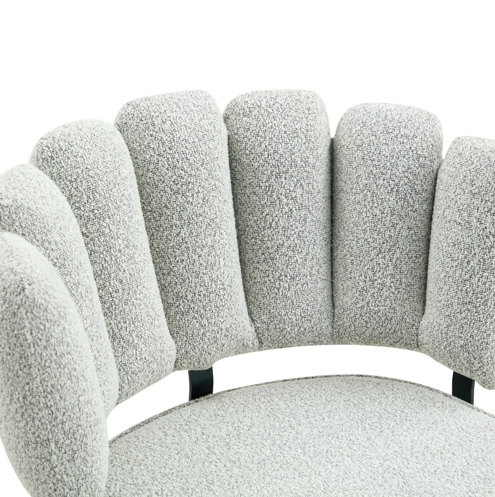 Set tavolo e sedie da pranzo 107 cm effetto noce, 4 sedie bouclé