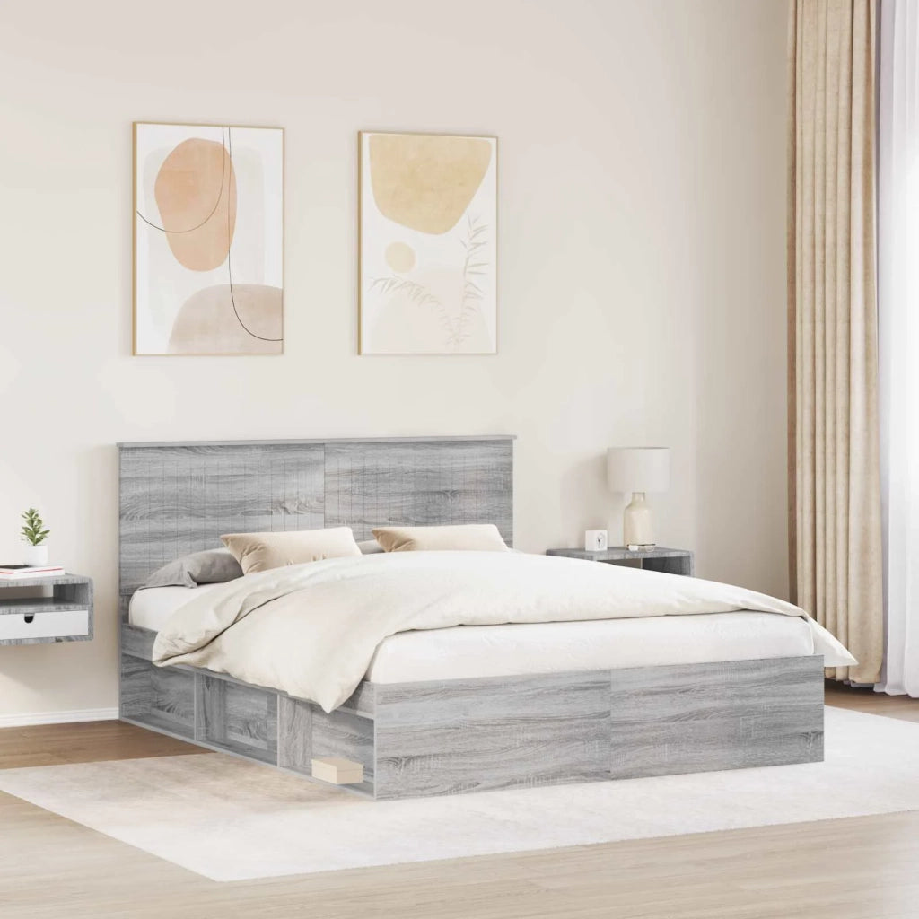 Struttura del letto Grigio Sonoma 160 x 200 cm Pino massello