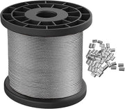 Cavo in acciaio inossidabile di 100 m, 1,5 mm, 7x7, con 50 pezzi di guaina di alluminio per krimplus per l'appendi immagini, foto, dipinti, specchi