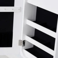 Armadio Portagioie Portagioielli con Specchio Regolabile e Illuminazione LED, Legno, Bianco, 30x146x36 cm