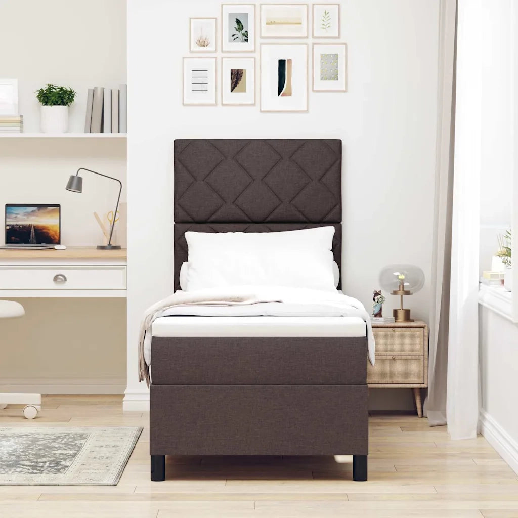 Letto a molle con materasso Marrone Scuro 80 x 200 cm Tessuto 3339423