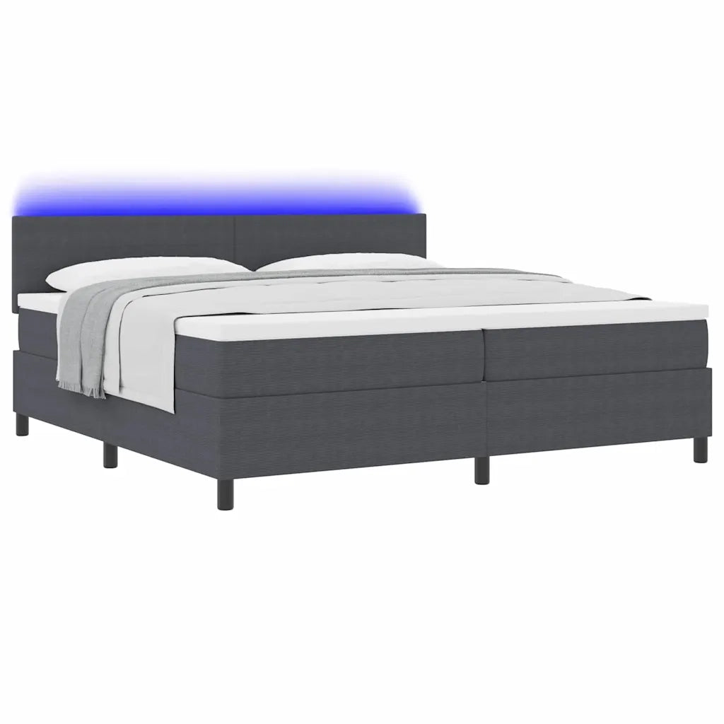 Letto a Sorgente LED Grigio Scuro e Bianco 200 x 200 cm 3337616