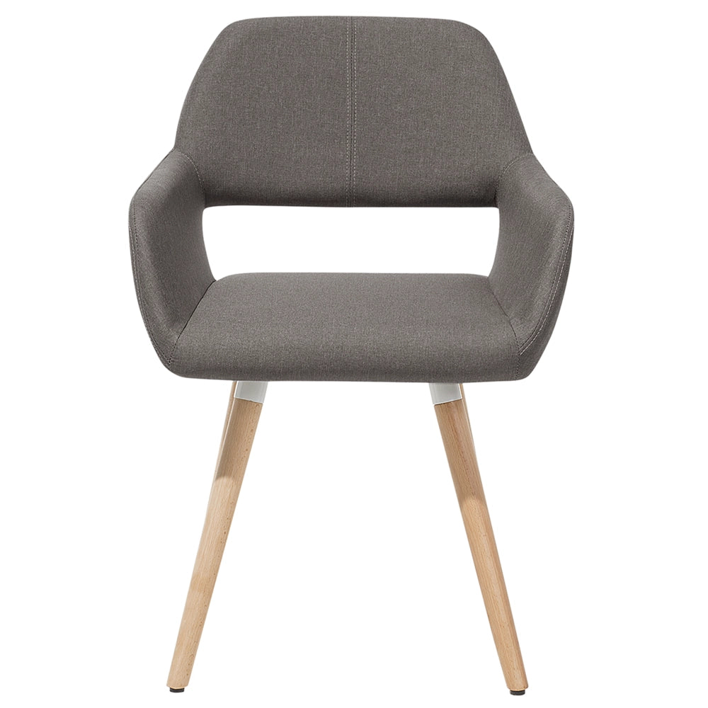 Set di 2 Sedie da Pranzo Rivestimenti in Tessuto Taupe Gambe in Legno Chiaro Stile Moderno Eclettico