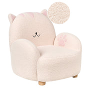 Poltrona per bambini Bouclé Gatto Bianco Sporco Tappezzeria Sedia bassa per bambini Forma