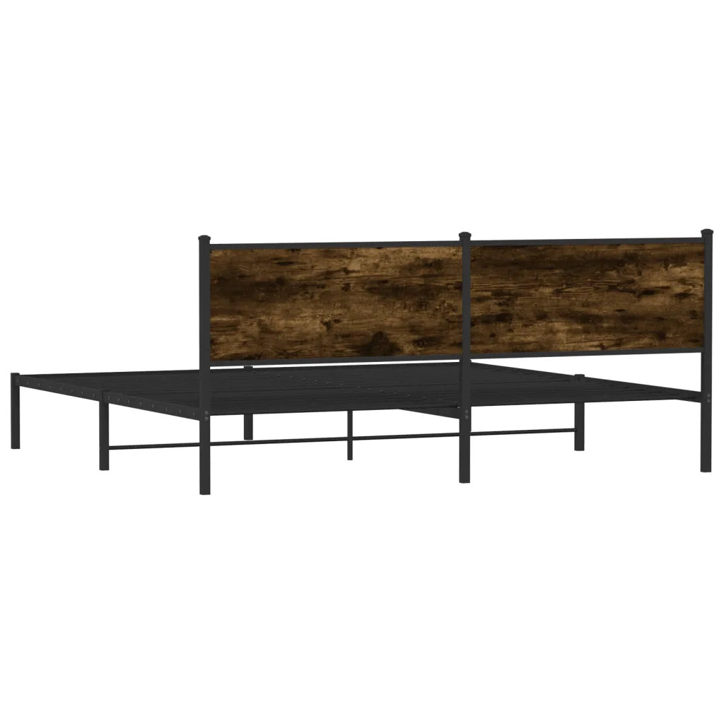Letto matrimoniale | Letto per adulti | Giroletto senza Materaso in Metallo Rovere Fumo 193x203 cm