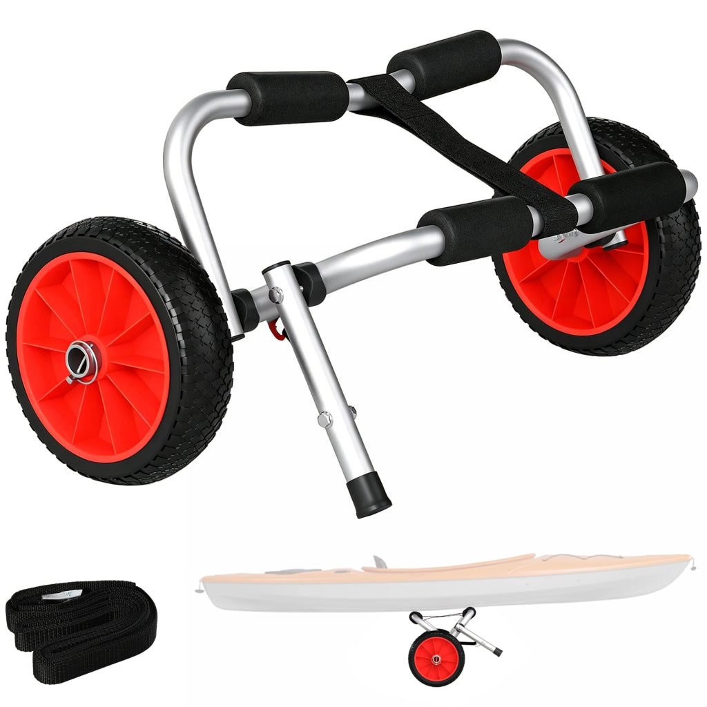 Carrello per Kayak Pieghevole Pneumatici 25cm Adatto a Tutte Superfici