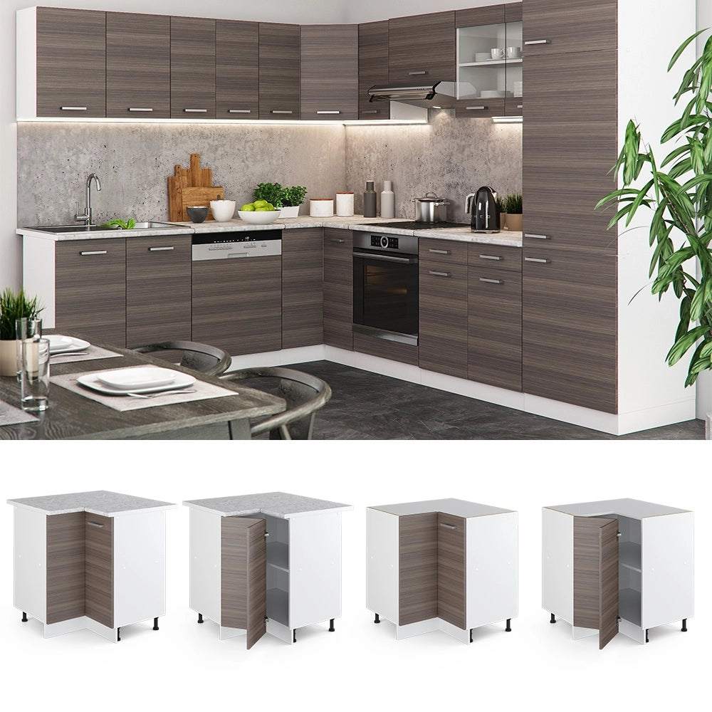 Mobile ad angolo cucina R-Line Grigio nobile/Bianco 75.6 cm, PL Rovere Vicco