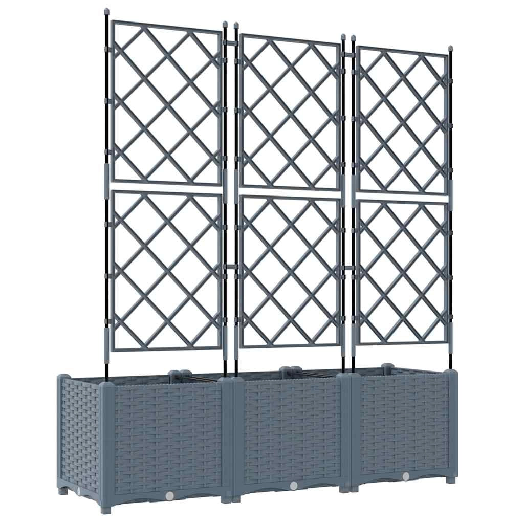 Set di 3 fioriere da giardino moderne 120 x 40 x 143 cm resistenti stile chic acciaio grigio chiaro 02_0058584