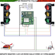 Kit Semafori Rampa Garage 3 Luci 3 Schede da 24 Led Rossi 24 Led Gialli 24 Led Verdi 24 V IP65 Centrale Funzioni Gestite da 2 Spire Magnetiche 6 MT Tempi Regolabili da 3 a 240 Secondi Ingresso Uscita Sosta Veicoli Prenotazione Condominio