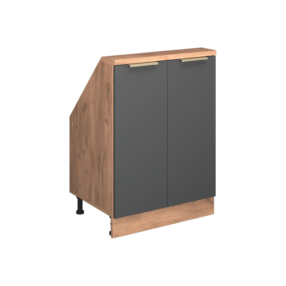 Mobile cucina sottotetto R-Line Antracite-oro/Rovere dorato 60 cm con 2 porte Vicco