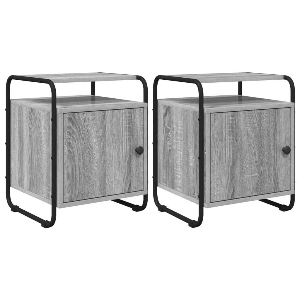 Armadio da Notte 2 pz Sonoma grigio Legno ingegnerizzato 8007618