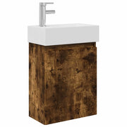 Mobile Bagno | Armadio da bagno con rubinetto Rovere Fumo 45,5 x 22,5 x 84 cm