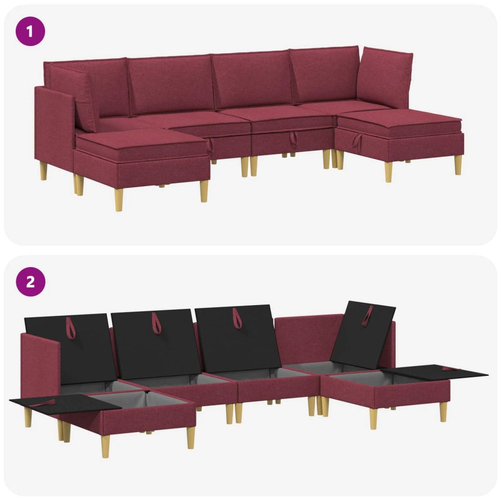 Set di divani modulari con spazio di archiviazione 6 pcs