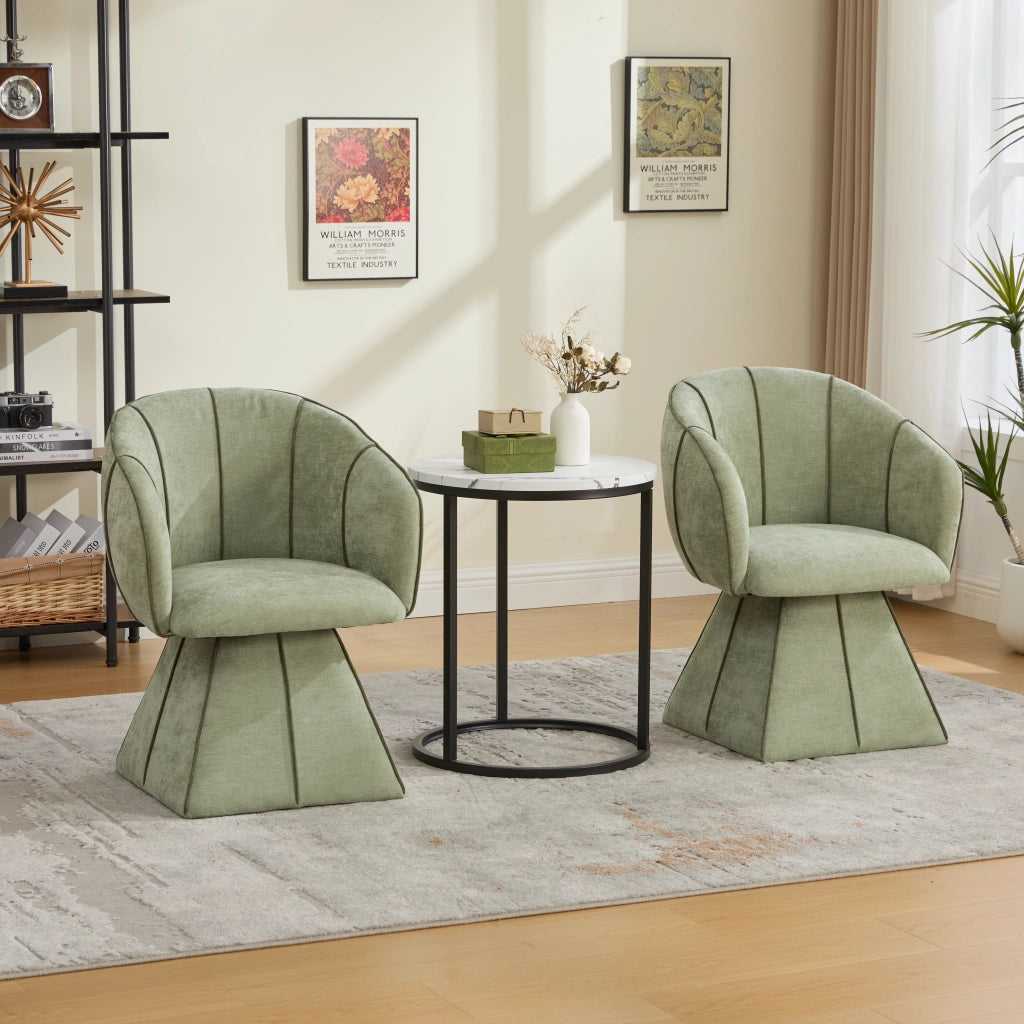 Poltrona girevole in tessuto Chenille, seduta ergonomica con schienale alto, colore oliva