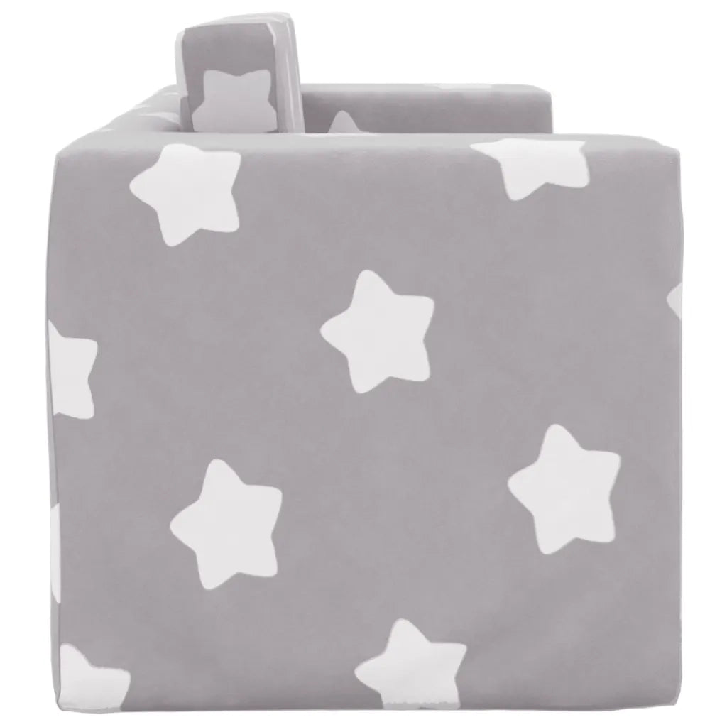 Divano Letto Bambini a 2 Posti-Sofa Letto-Daybed Grigio Chiaro con Stelle Peluche 529787