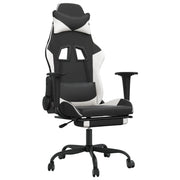 Sedia Gaming | Sedia da e-sports Massaggiante Poggiapiedi Nero e Bianco Similpelle
