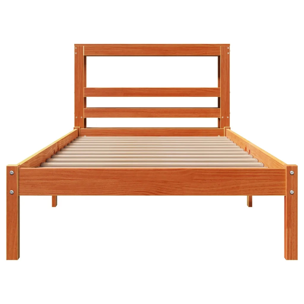Giroletto con Testiera Marrone Cera 90x190 cm Massello Pino 3305733