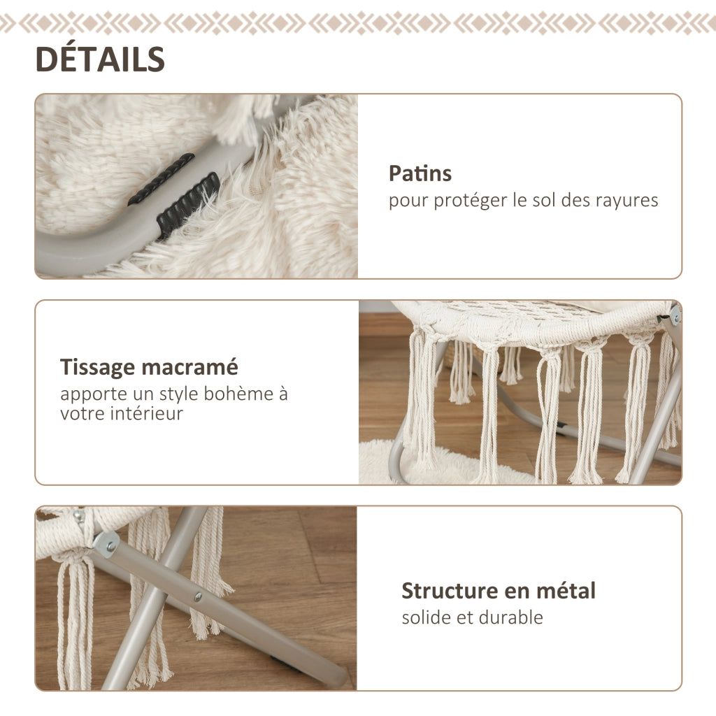 Poltrona da giardino rotonda pieghevole ¨C zephmum ¨C beige in cotone e poliestere