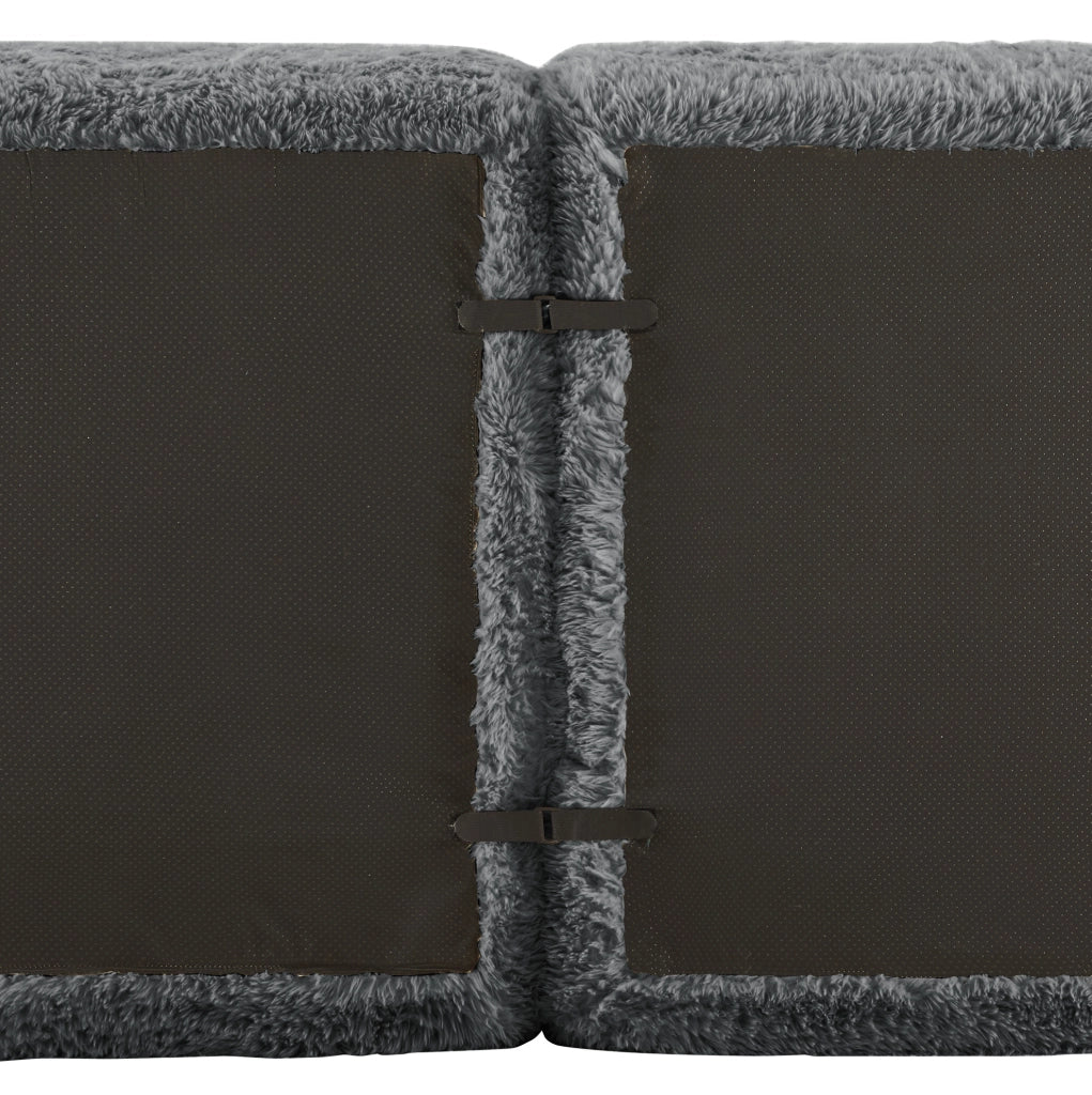 Divano angolare modulare senza struttura con base antiscivolo in peluche grigio