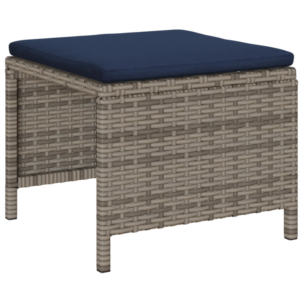 Set Divano da Esterno Grigio e blu navy Rattan con telaio in metallo