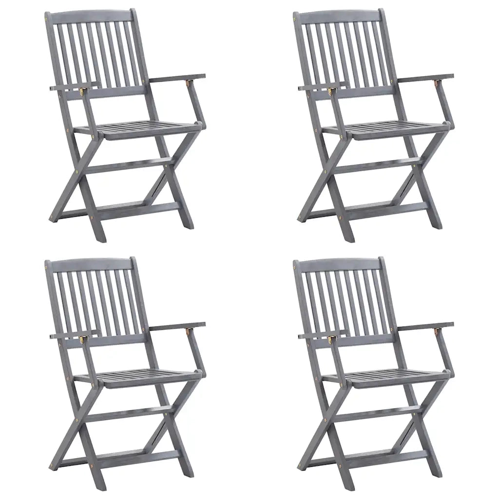 Sedie da Giardino Pieghevoli 4pz con Cuscini in Massello Acacia