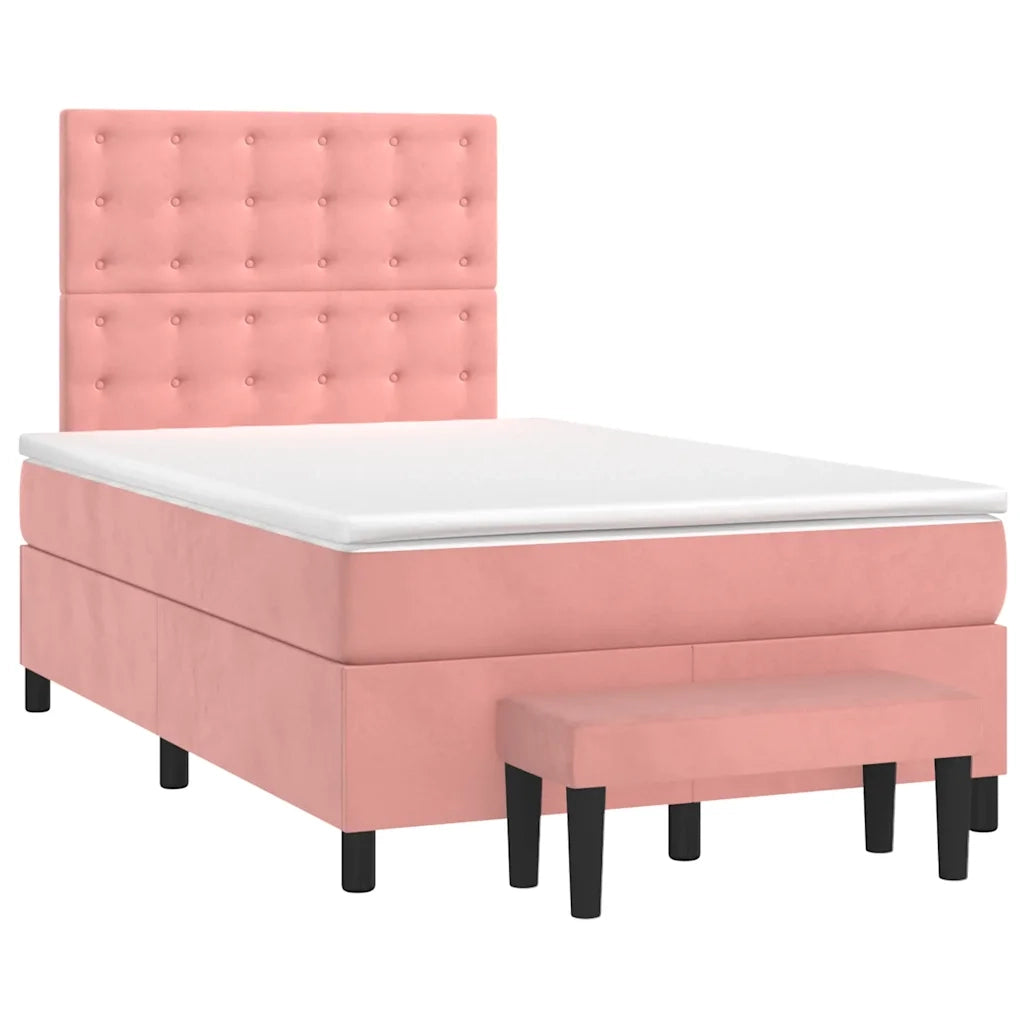Giroletto a Molle con Materasso Rosa 120x190 cm in Velluto