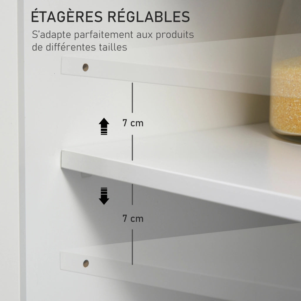 Tavolo da cucina con ripiani e cassetti ¨C zephmum ¨C MDF bianco 120x60x90