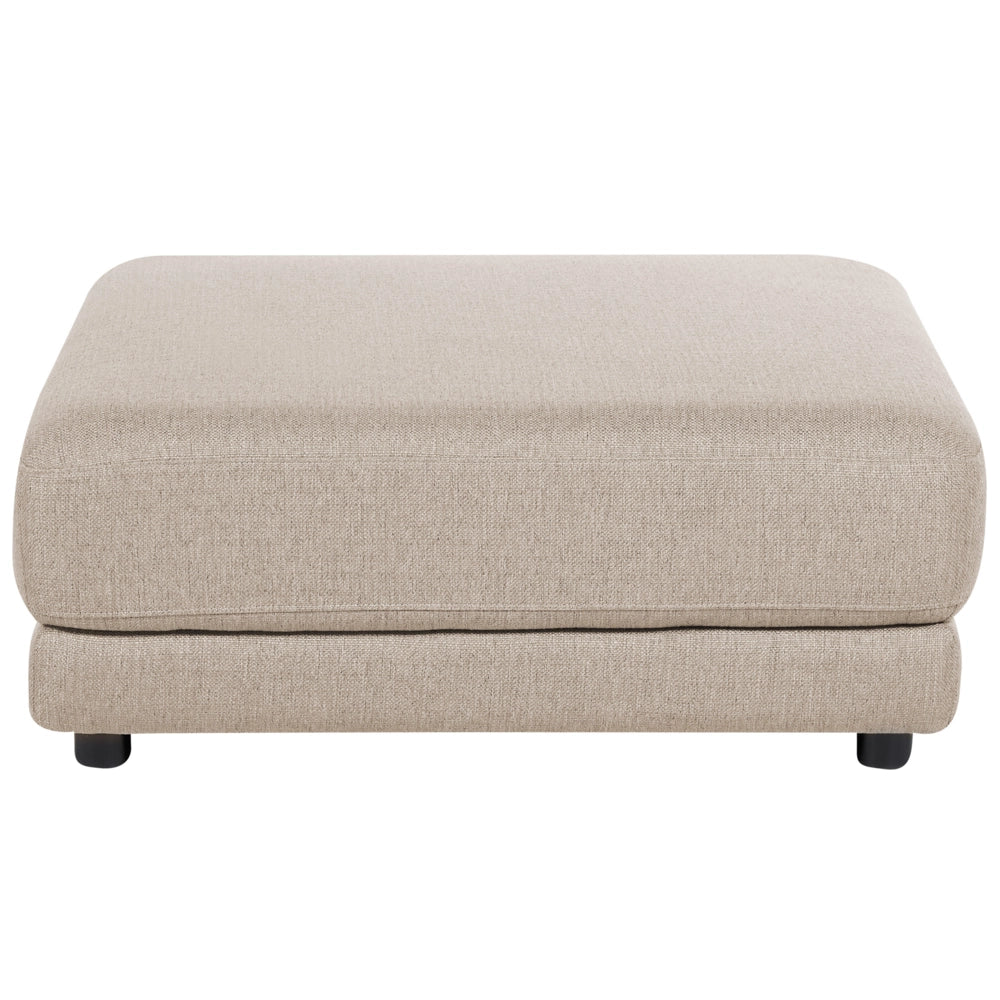 Ottomana poggiapiedi in tessuto poliestere beige imbottito quadrato elemento di divano moderno minimalista