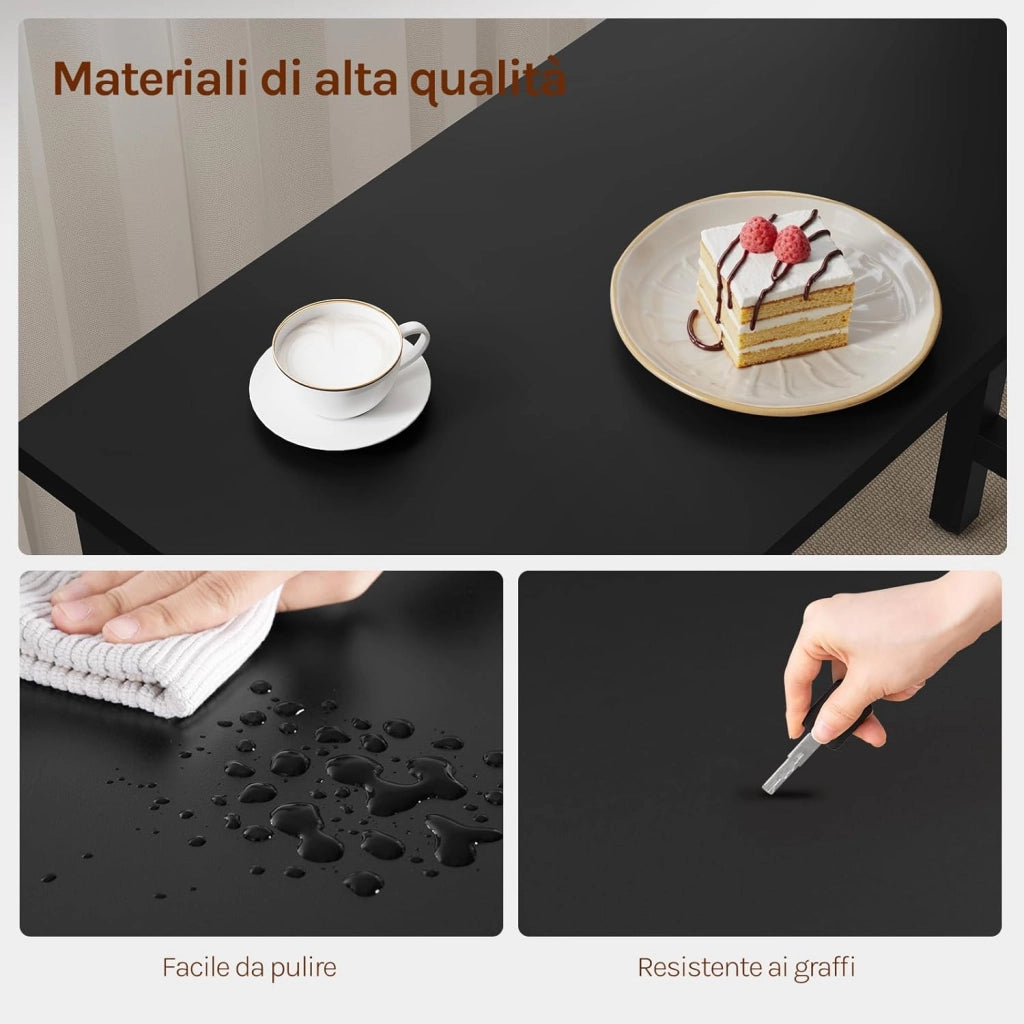 Tavolo da Bar Rettangolare Alto Tavolino Bancone per Cucina in Metallo Legno 120x40x100 cm