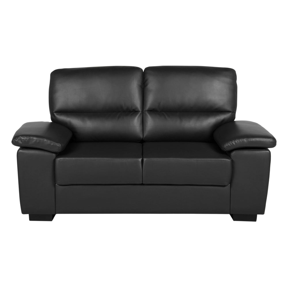 Set divano Nero 3 + 2 posti in ecopelle soggiorno stile moderno